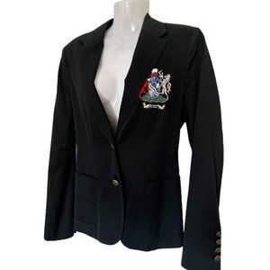 Friponne PARIS blazer women crested single breasted black two buttons lined S